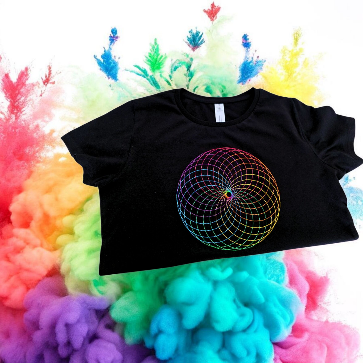 Rainbow swirl with/without rhinestones - short sleeve t-shirt
