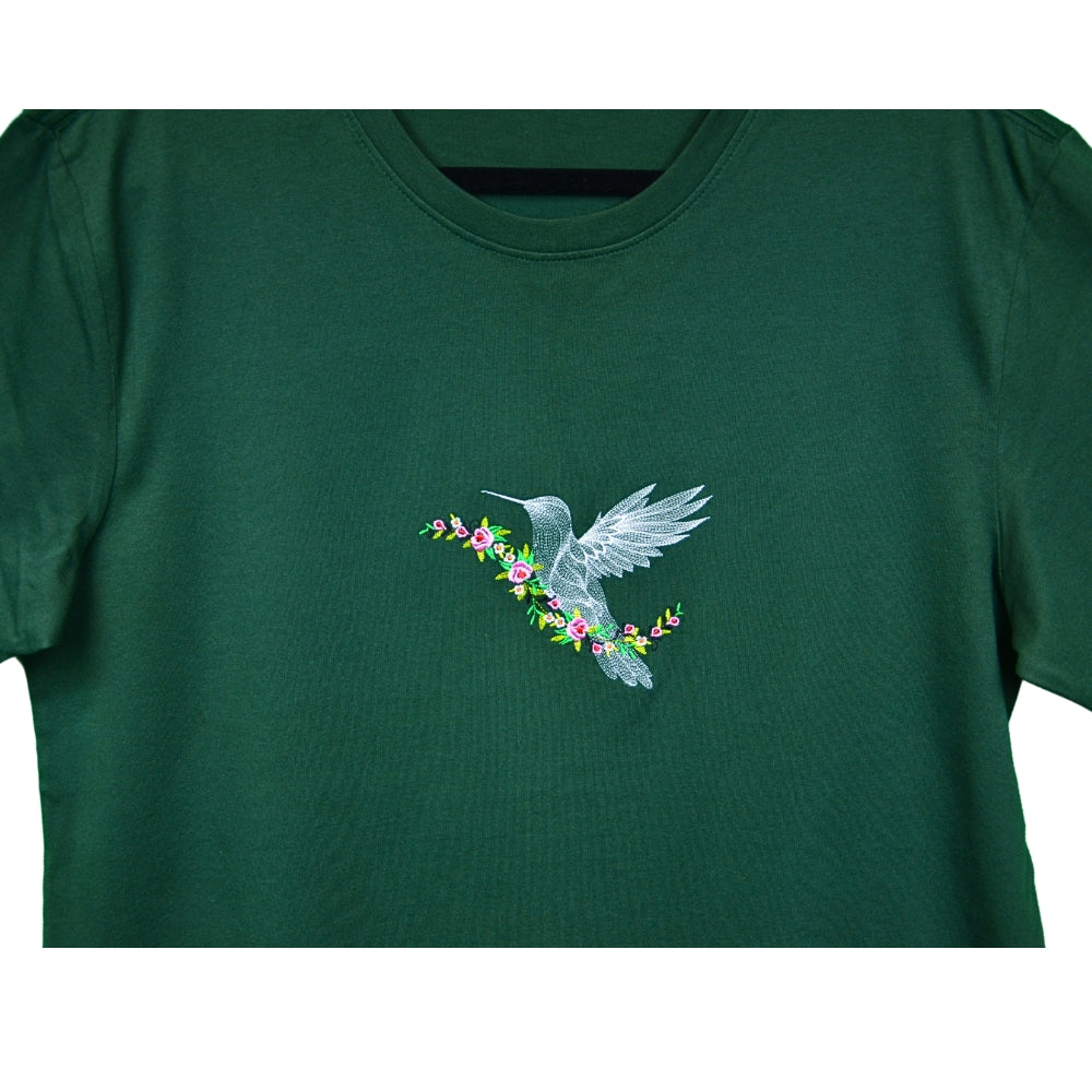 Hummingbird - unisex embroidered short sleeve t-shirt