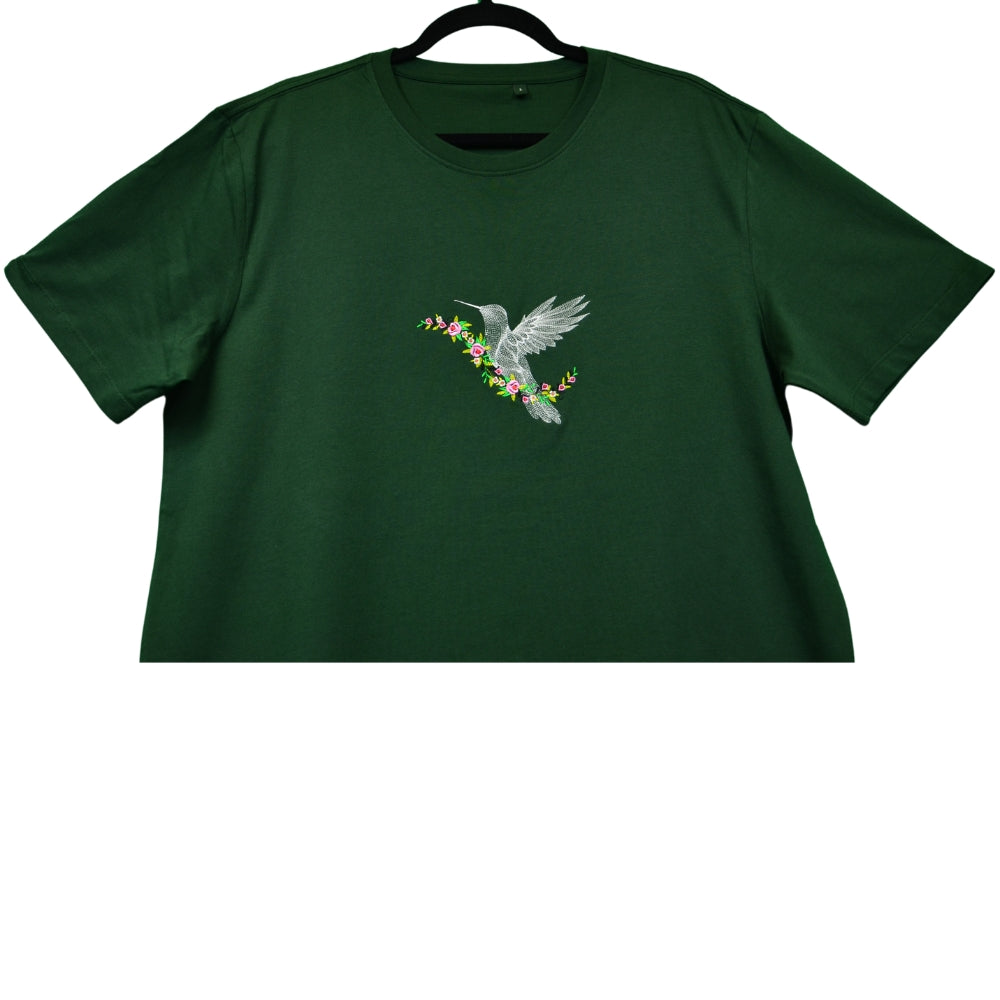 Hummingbird - unisex embroidered short sleeve t-shirt