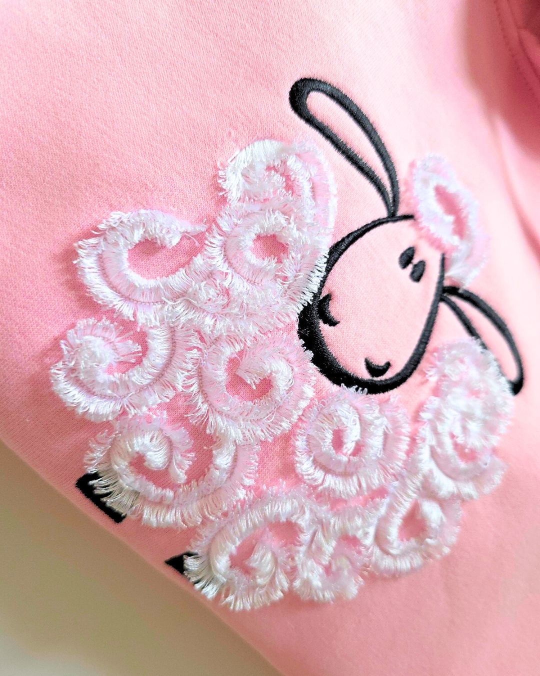 Cotton pink - little fringy sheep - unisex hoodie