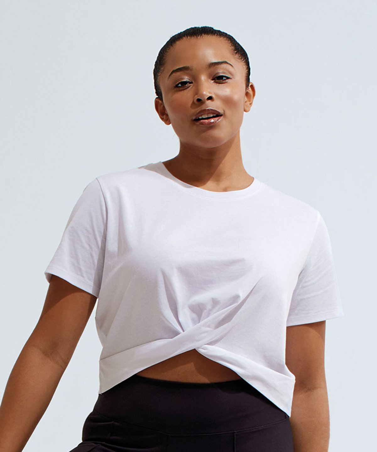 Free hugs - women's short sleeve twist crop top