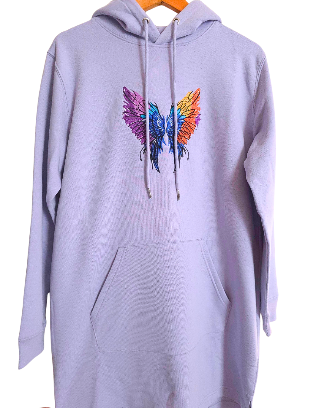 Lilac Embroidered Hoodie Dress – Angel Wings