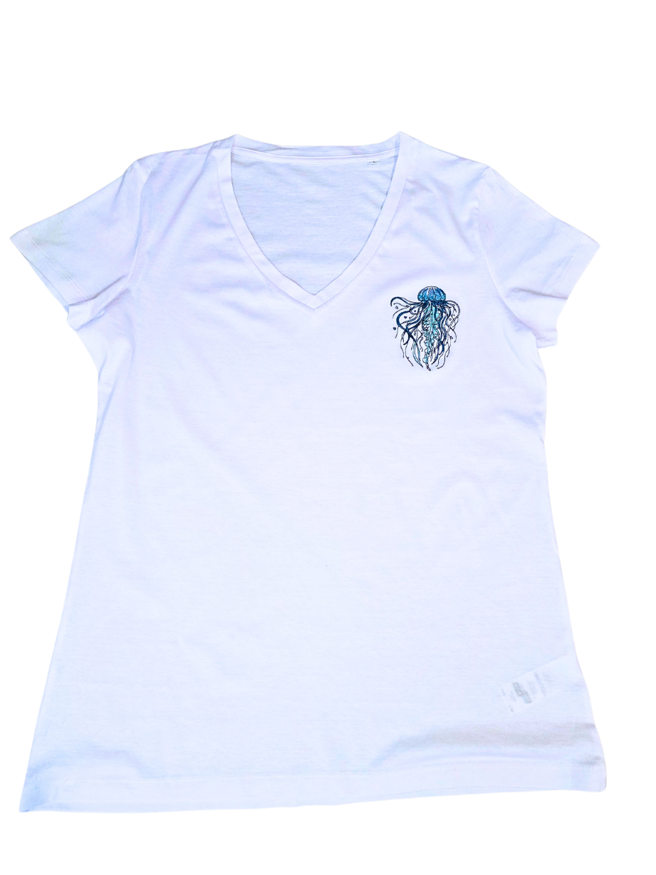 Jellyfish - short sleeve v neck t-shirt