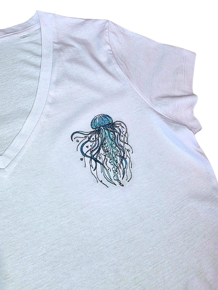 Jellyfish - short sleeve v neck t-shirt