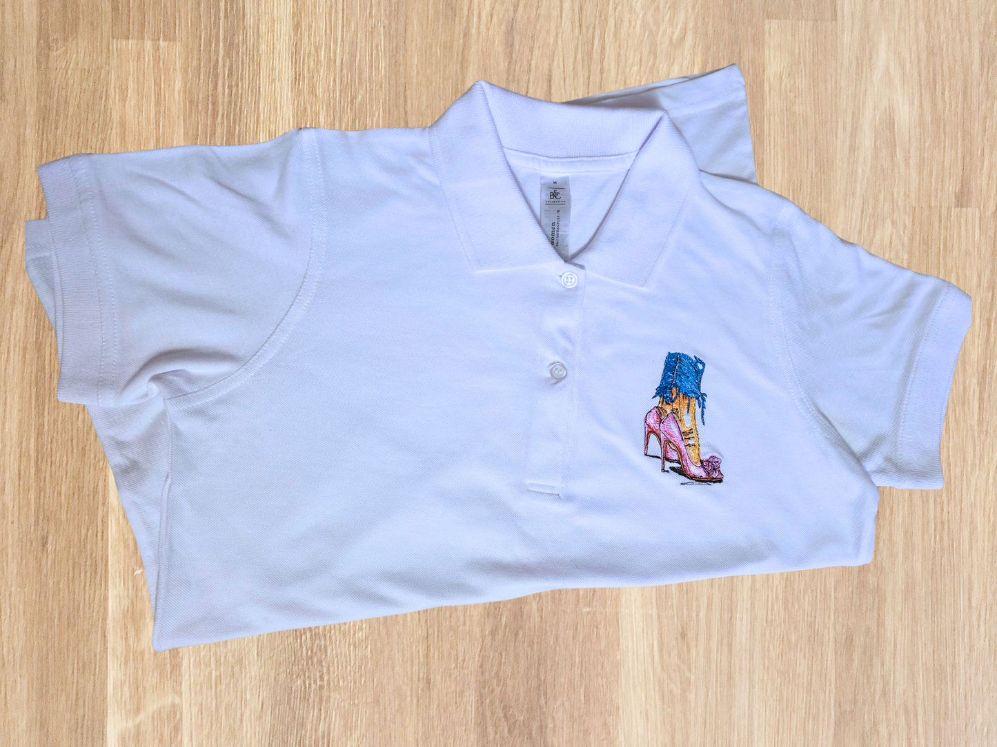 High heels - women's short sleeve polo t-shirt