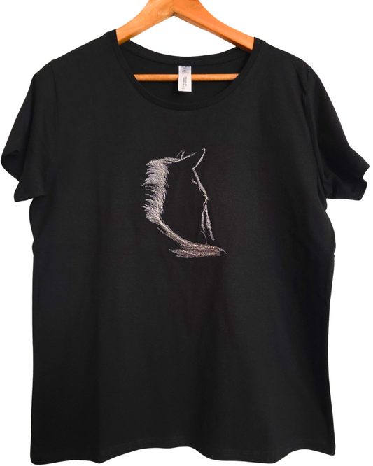 Elegant Horse Silhouette Embroidered t-shirt