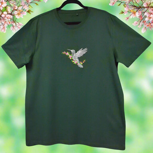 Hummingbird - unisex embroidered short sleeve t-shirt