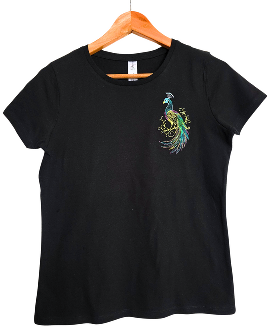 Elegant Peacock Embroidered t-shirt