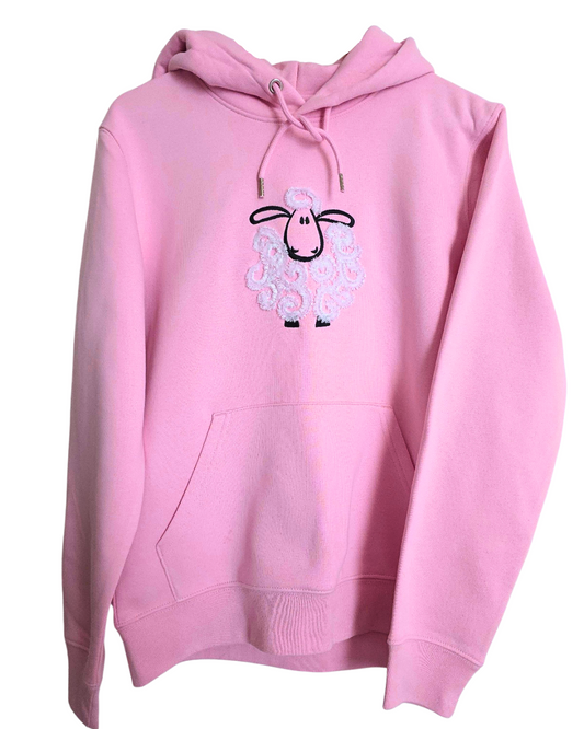Cotton pink - little fringy sheep - unisex hoodie