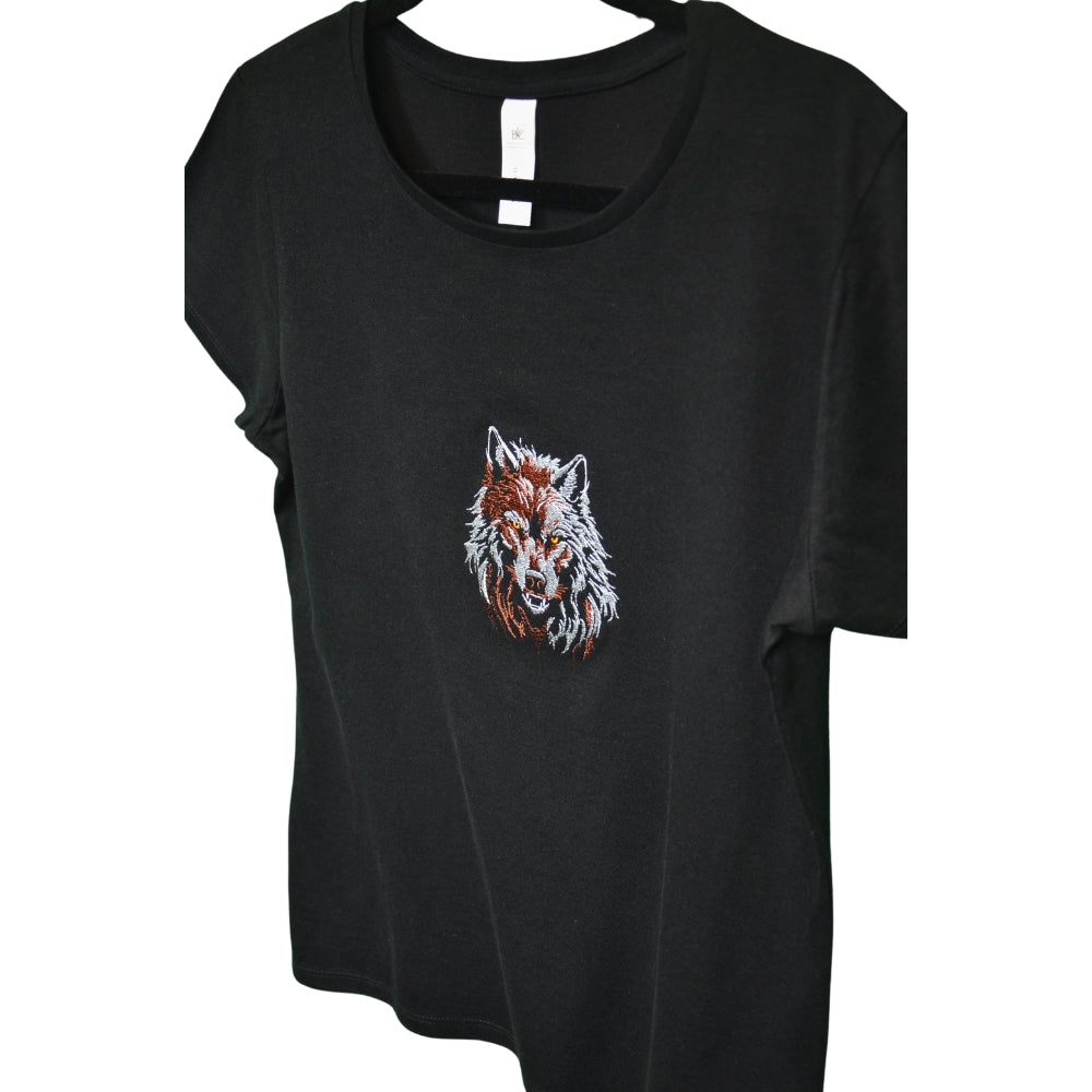 Wolf - women's embroidered modern basic short sleeve t-shirt