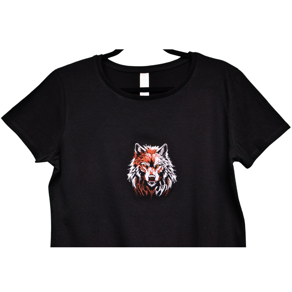 Wolf - women's embroidered modern basic short sleeve t-shirt